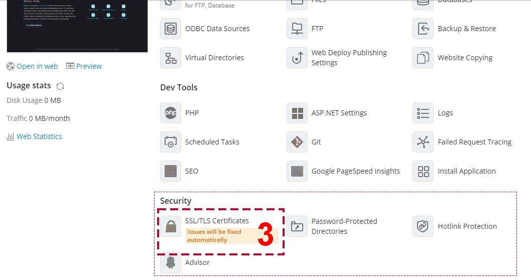 Hướng dẫn cài đặt SSL miễn phí trên Plesk (Bước 3)