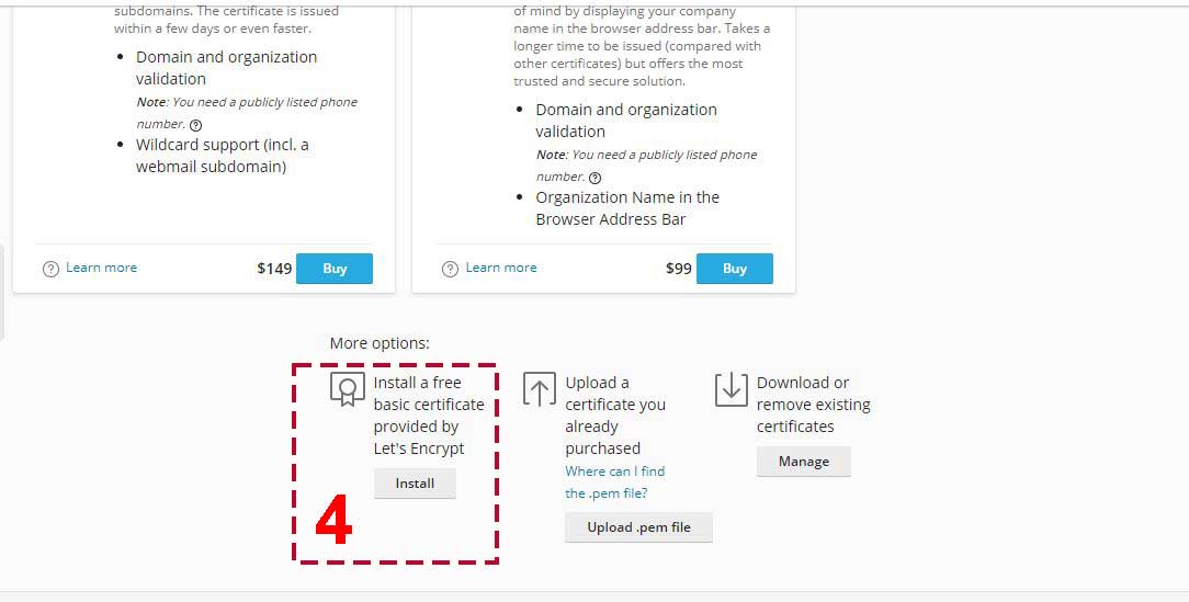 Hướng dẫn cài đặt SSL miễn phí trên Plesk (Bước 3.2)