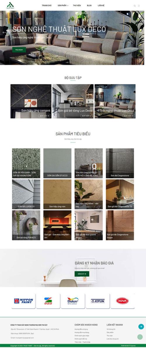 Mẫu website công ty Sơn tin cậy - Xây dựng - thiết kế nội thất