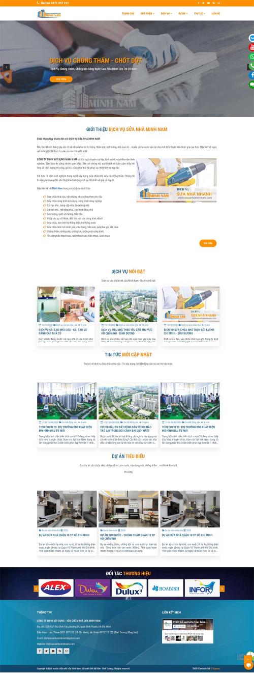 Mẫu web dịch vụ sửa nhà - dịch vụ điện nước - vệ sinh nhà cửa
